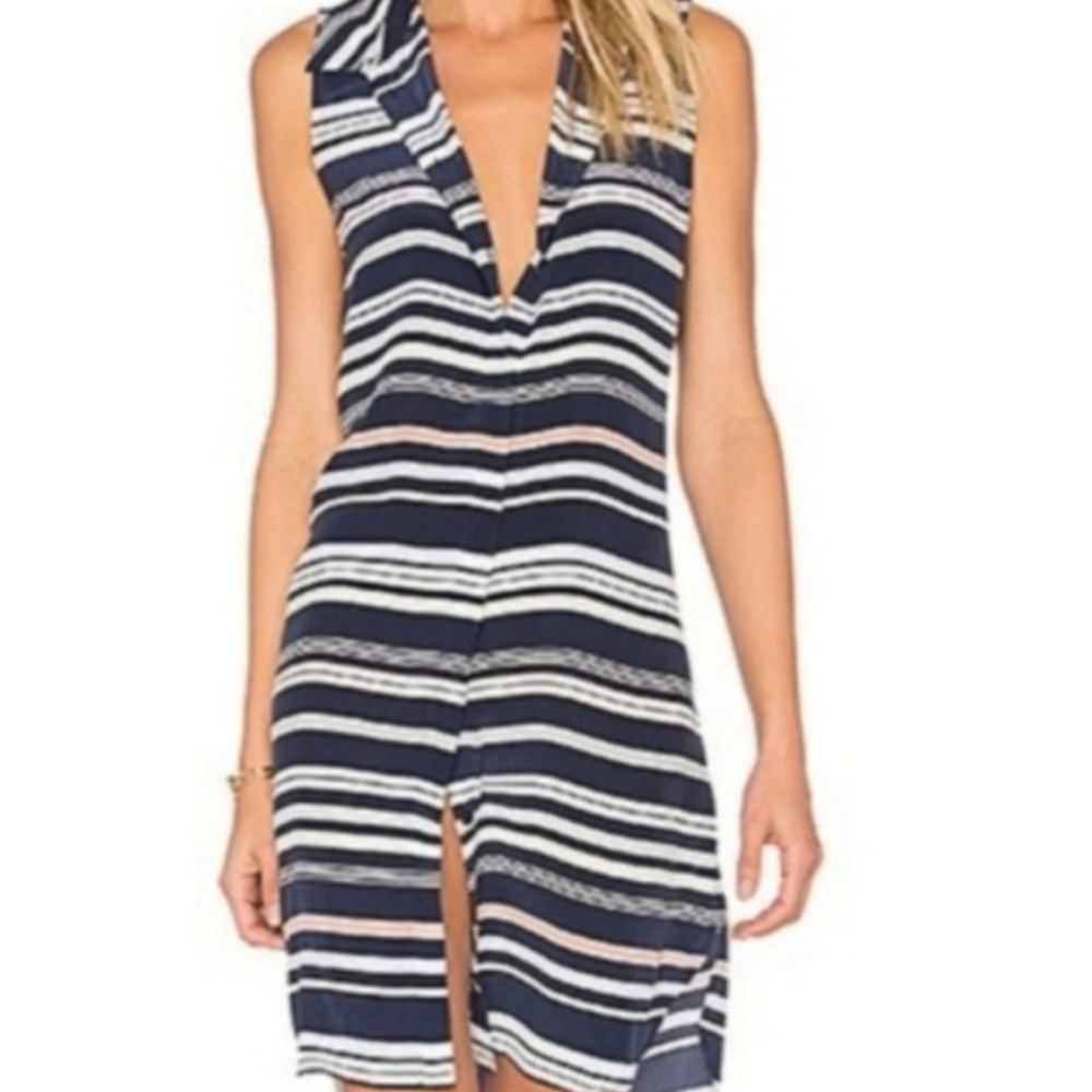 Silk Equipment Femme Blue Janna Stripe Shirt Dress Atlantic Deep Multi Medium